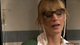 This blonde slave gets whipped hard before getting fucked doggy style in a kinky bdsm session.