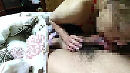 An older mature woman gives a sloppy handjob and blowjob leading to a messy cumshot