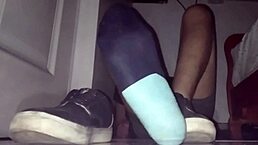 blue sweaty socks and barefeet 😊