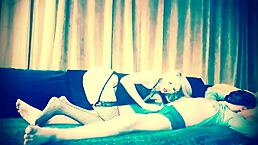 blond teen fucks deepthroat with black straps