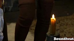 Mistress punishes her slave in femdom lingerie.