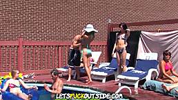 Suburban group orgy heats up in outdoor setting