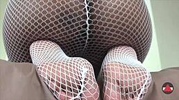 Dominate with White Fishnets Face Sitting!