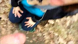 amateur couple enjoys outdoor private moments