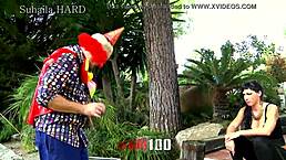 Watch the clown's monster cock in double penetration anal action?