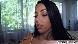 Busty brunette milf stepmother delivers intense handjob training