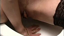 Stepsis Rides Dildo In Bathroom. Intense Assfucking With Toys And Blowjob.