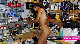 Skinny ebony Sabrina Jade says, 'Watch me play with my pussy'