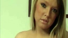 Gorgeous brunette in shiny purple PVC panties squeezes her ass