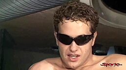 cum starved hunk jacks off and sucks cock in sparta gangbang!