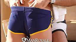 Horny boyfriends fuck and cum in Manroyale part two