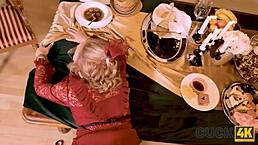 Rich cuckold watches teen in stockings in garden 😏