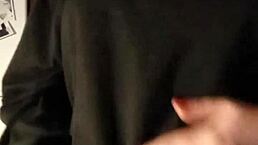 A busty girl plays with her tits in a free session