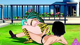 urusei yatsura lam� gets horny with blowjob, handjob, and cumshot in hentai