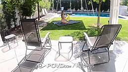 Busty blonde rides hard?