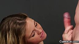 Hot Babe Gulps Sperm After Messy Cumshot on Face