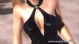 Anime D or Alive 5 Ultimate: Sexy Ecchi Sarah in Black Dress Tease