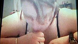 My BBW wife gives blowjob and gets facial 😍