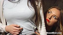 Sexy lesbian slave gets big strapon gift 😈