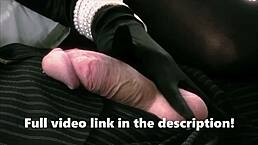 Aletta keeps her gloves on while showcasing stockings as a brunette model