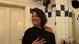 Trashy Brunette Cutie Takes Intense Facial Cumshot