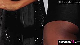 Flexible ebony dancer Jahla Pope strips naked, rips clothes to reveal her perfect natural tits and pussy