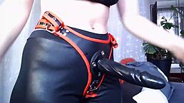 Mistress teases her sub with a strapon in steamy homemade webcam action. Watch her dominate with flair.