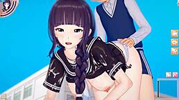 jk with bangs gets breast massage in 3d cg anime