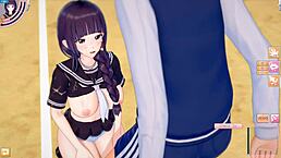 jk with bangs gets breast massage in 3d cg anime