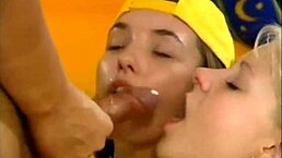 that cute blonde teen in a threesome with meri