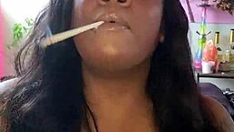 Black Ebony BBW Goddess Smokes Cigarette As Arrogant Prodomme In Kinky Femdom Session