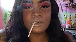 Black Ebony BBW Goddess Smokes Cigarette As Arrogant Prodomme In Kinky Femdom Session