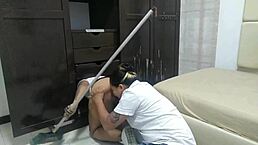 helping the maid get unstuck after finding her stuck