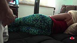 cum on yoga leggings ass