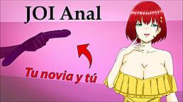 Joi anal hentai: your girlfriend tests double dildo