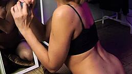 beautiful girl in cat ears sucks dildo and rides it 😍