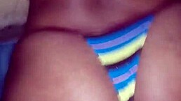 beautiful brunette in a thong in public