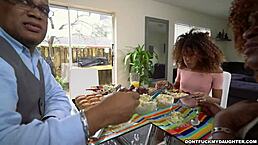 Horny black monster cock contrasts with tight pussy in intense fucking session