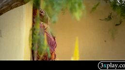 Two petite babes intensely lick and finger outdoors