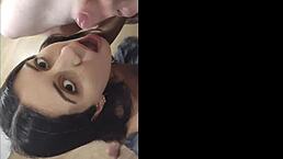 My stepsister is giving me an amazing blowjob.