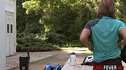 oh wow, that bubble butt slut got fucked in the ass and jizzed in mouth outdoors!