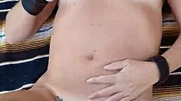 blond milf feels intense pleasure fingering outdoors