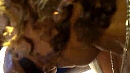 mature woman gives a blowjob in the car from pov perspective