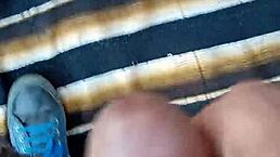 blond milf feels intense pleasure fingering outdoors