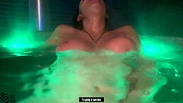 Perfect Brunette Enjoys A Relaxing Outdoor Bath In The Bathroom