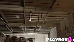 Brunette teen Kayla Garvin STRIPS for hot Abby's ass!