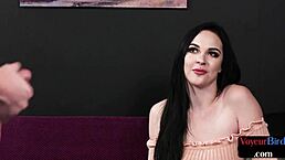 I's watching this babe jerk his cock in femdom style