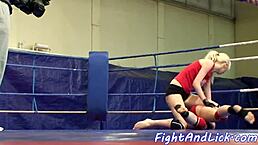 Euro lezzies WRESTLE and LICK PUSSIES in FIGHTING ORAL ACTION!