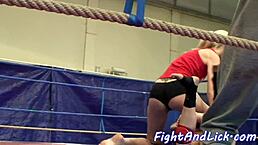 Euro lezzies WRESTLE and LICK PUSSIES in FIGHTING ORAL ACTION!