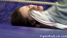 Euro lezzies WRESTLE and LICK PUSSIES in FIGHTING ORAL ACTION!